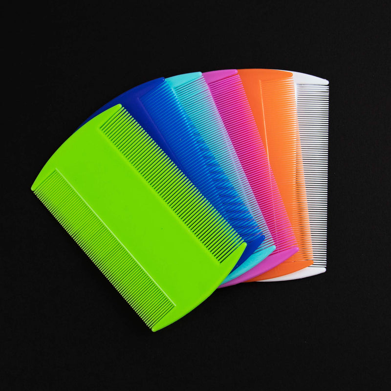 AUEAR, 12 Pack Pet Flea Lice Combs Double Sided Fine Tooth Dogs Cats Grooming Combs Remove Float Hair Tear Marks Tick Removal Tool (6 Colors) 12 Pcs White+Light Blue+Green+Orange+Purple+Dark Blue - PawsPlanet Australia