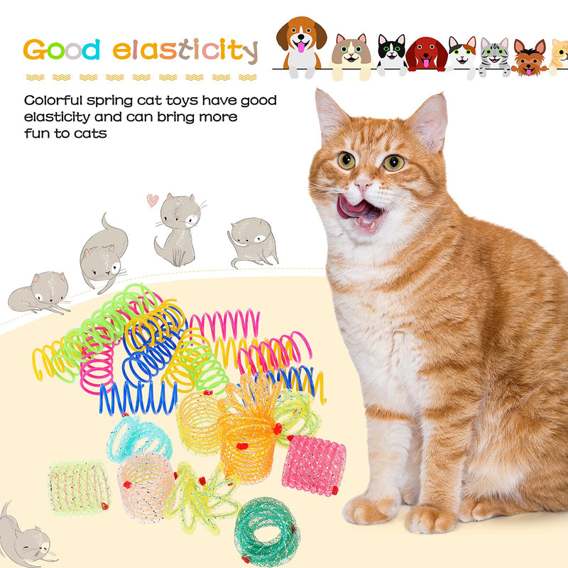 30 Pieces Cat Toys Wide Cat Spring Toy Cat Fetch Toy Kitten Pet Plastic Coil Spiral Springs for Kitten Bouncing Play Training, 2 Styles - PawsPlanet Australia