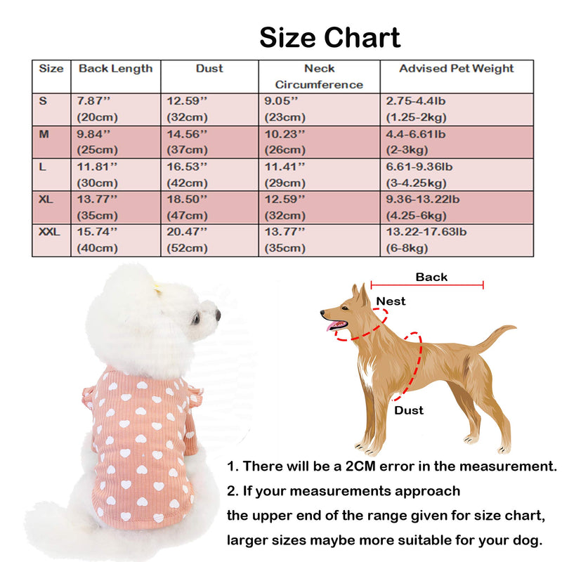 Xqpetlihai Dog Shirt Short Sleeves Cotton Dog Vest Breathable Stretchy Comfortable Pet Shirt for Puppy Small Medium Dogs(Pink-S) Pink - PawsPlanet Australia