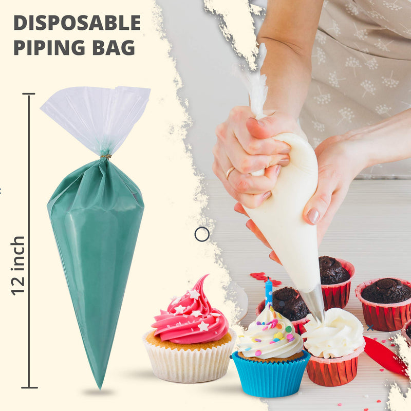 RICCLE Disposable Piping Bags 12 Inch - 100 Anti Burst Pastry Bags - Icing Piping Bags for Frosting - Ideal for Cakes and Cookies Decoration - PawsPlanet Australia