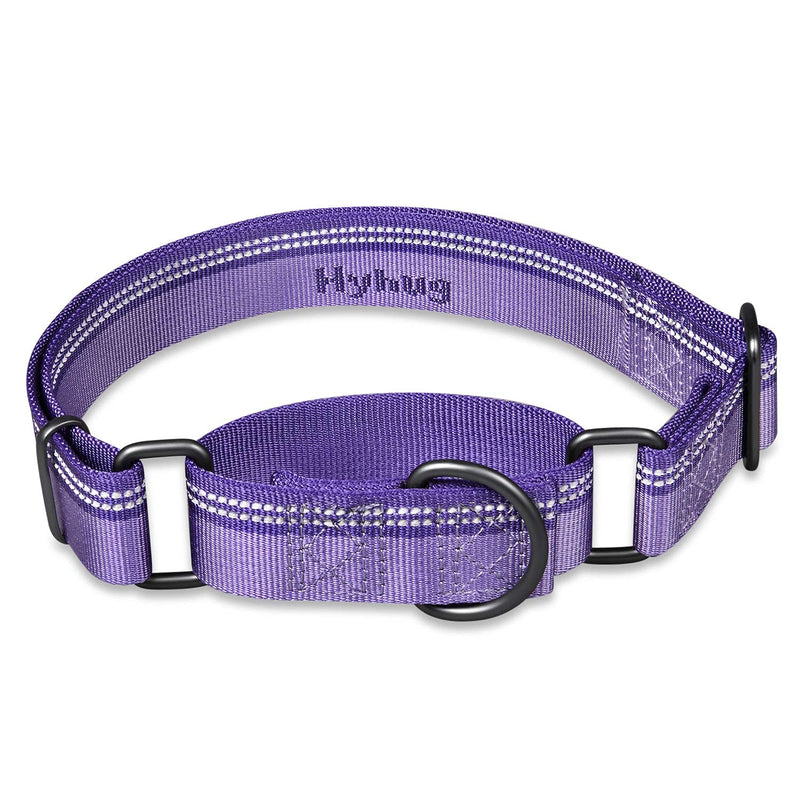 Hyhug 2021 Strong 3M Reflective Strip Double Color Nylon Jacquard Weave Webbing Martingale Dog Collar, Comfy Adjustable Safety, Durable Soft Breathable, Safe Night Walk. (Medium, Ultra Violet) 25mm Medium (14.5-21in) Ultra Violet Combination - PawsPlanet Australia