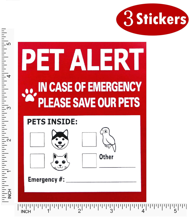 [Australia] - Pet Alert Safety Fire Rescue Sticker - 3 Pack,in Case of Fire Notify Rescue Personnel to Save Pets 