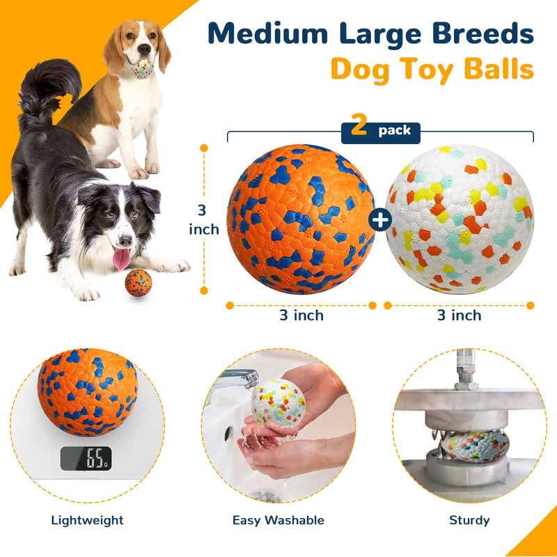 Petcare 2 Pack Dog Toy Balls Upgraded Indestructible Dog Tennis Ball Aggressive Chewers Dog Toys for Medium Large Dogs Interactive Durable Bouncy Dog Chew Balls Teething Toys Water Toy Fetch Balls - PawsPlanet Australia