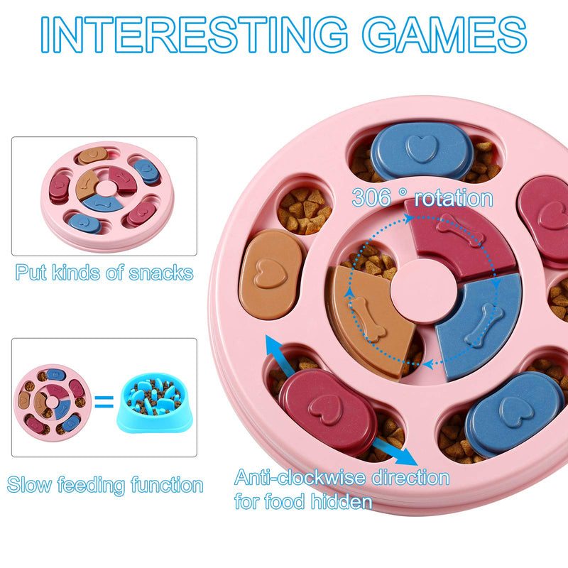 [Australia] - FASOON Interactive Dog Food Puzzle Toy - Treat Dispensing Dogs Slow Feeder Increase IQ Pet Dog Training Games Feeder Interactive Pet Supplies Round-Pink 