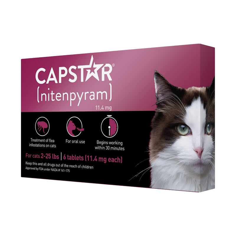 Capstar Fast-Acting Oral Flea Treatment for Cats, 6 Doses, 11.4mg (2-25 Lbs) - PawsPlanet Australia
