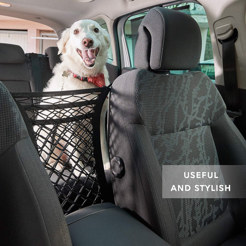 [Australia] - Car Dog Barrier and Mesh Organizer - 3 Layer Universal Adjustable Net Divider for Pet, Stretchable with 4 Side Elasticity , Driver Storage Between Seats , Driving Safety and Vehicle Travel Accessories 