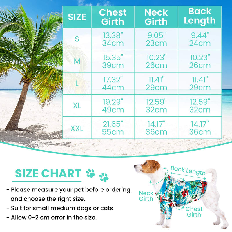 4 Pieces Hawaiian Dog Shirts Hawaiian Pet Dog T Shirts with Coconut Tree Print Hawaiian Dog Apparel Suit for Small to Medium Pet Dog Cat (Small) - PawsPlanet Australia