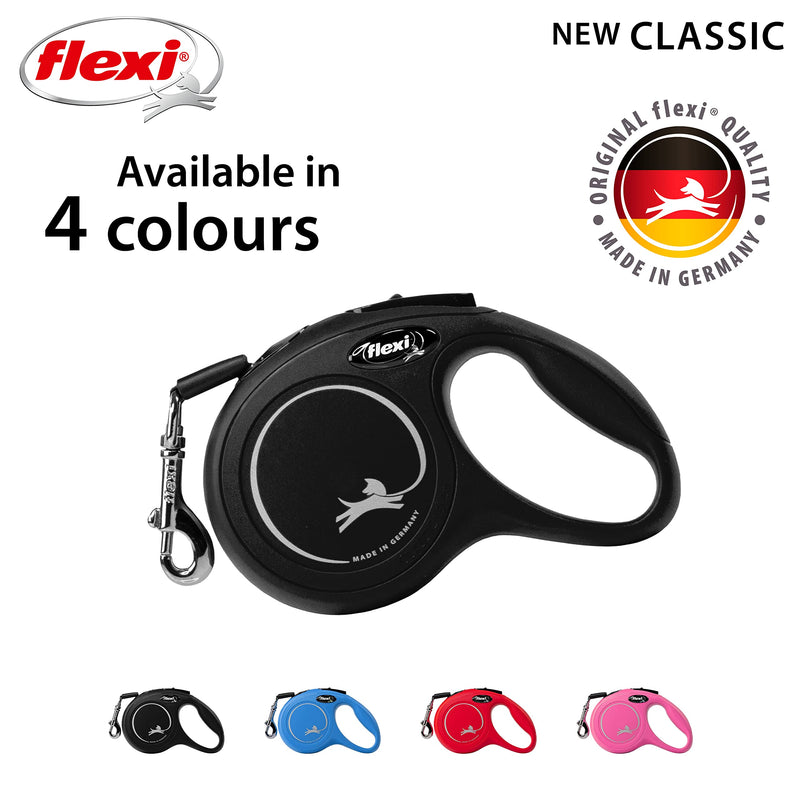 Flexi New Classic Tape Extra Small 3m Retractable Dog Leash/Lead Black for dogs up to 12kg/26lbs X-Small - PawsPlanet Australia