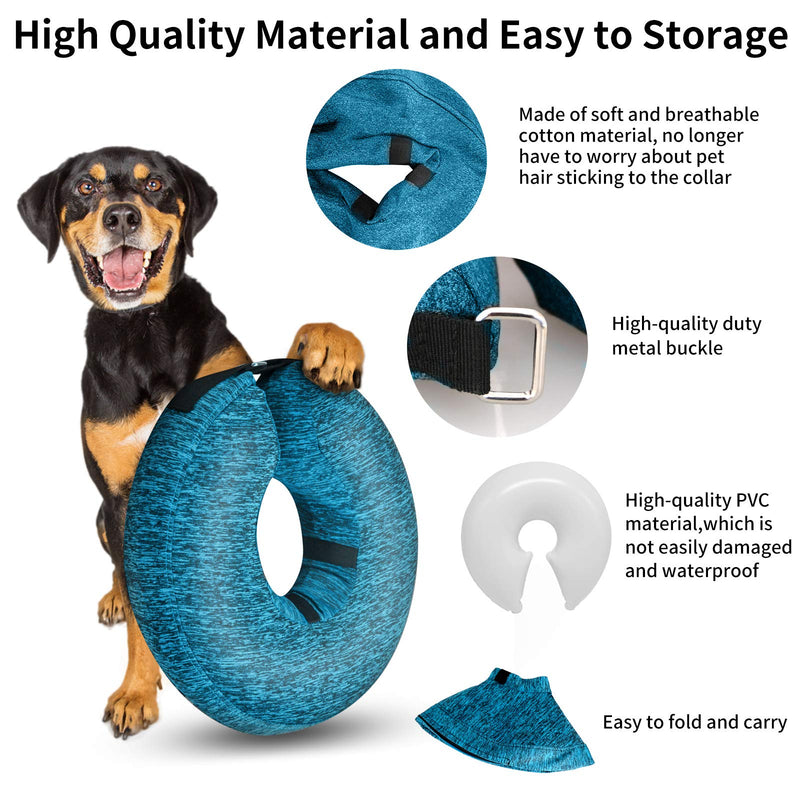 WONDAY Dog Cone for After Surgery, Pet Inflatable Collar Comfy Soft Dog Cone, Adjustable Protective Recovery Dog Collar for Wound Healing and Prevent from Biting & Scratching X-small (Pack of 1) Blue - PawsPlanet Australia