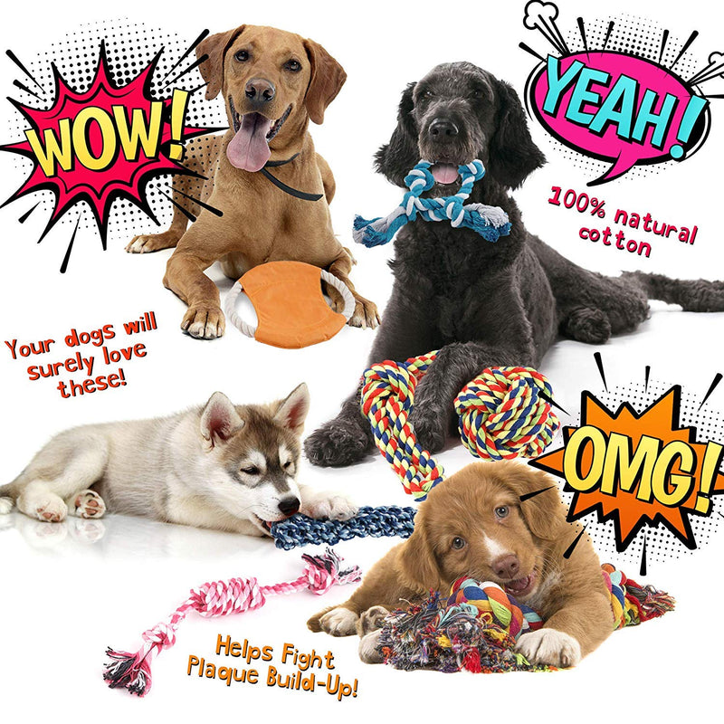 Set of 6 Dog Rope Toys, Puppy Chew Toys - Tough, Durable, Interactive Toys for Teething & Training - Helps Fight Plaque Build-Up, Non Toxic, 100% Natural Cotton - Ideal for Large & Small Dogs - PawsPlanet Australia