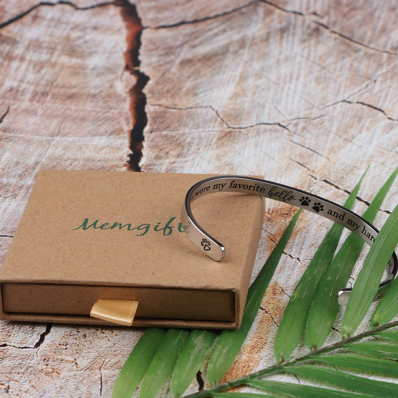 MEMGIFT Dog Memorial Bracelet for Women Girls Remembrance Sympathy Memory Loss of Beloved Pets Jewelry Gifts for Pet Cats Dogs Mom Lovers Stainless Steel Dog Paw Personalized Name Cuff Bangle Abby - PawsPlanet Australia