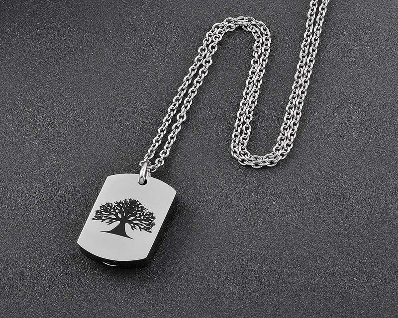 [Australia] - Kai Urns Jewelry Necklace Pendant Leaf of Life Dog Tag Cremation Memorial Urn Silver Tone 