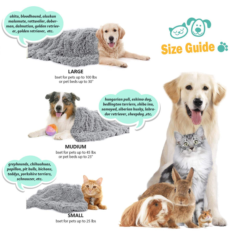 Ompaa Fluffy Pet Dog Blankets for Medium Large Dogs and Cats, Soft Plush Faux Fur Puppy Snuggle Blankets, Designed for Donut Cuddler Dog Bed, Self-Warming, Machine Washable Small ( 20" x 30" ) Grey - PawsPlanet Australia