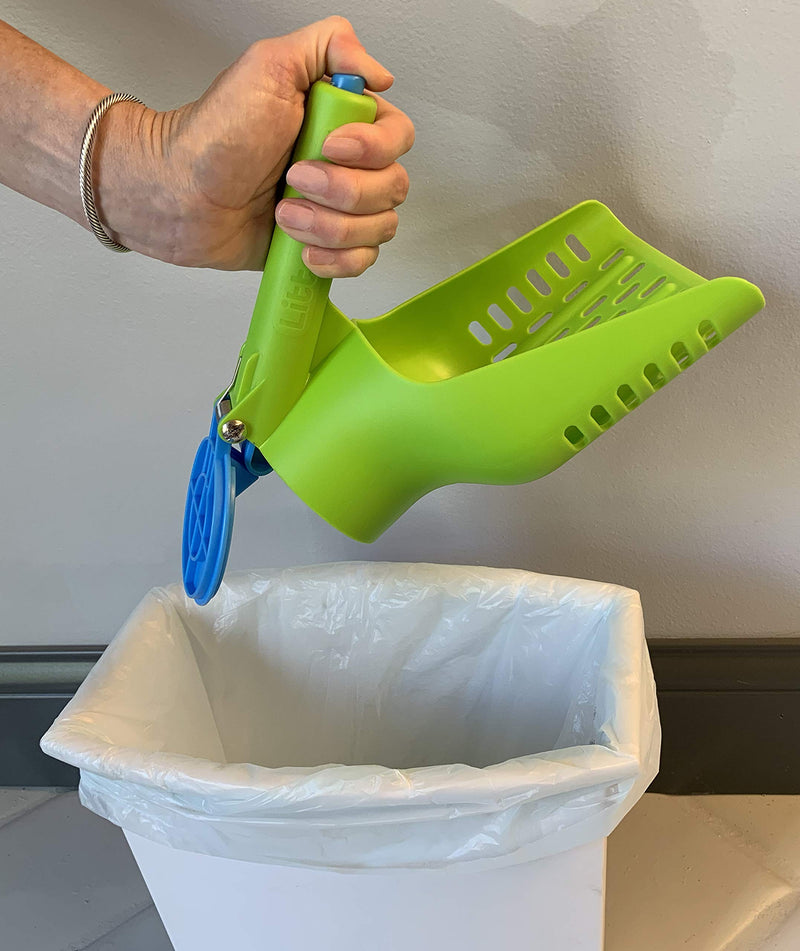 [Australia] - Duke-N-Boots Large Cat Litter Scoop, Patented Push Button Flap, Large Sifter with Deep Shovel (8" x 6" x 8") Green/Blue 