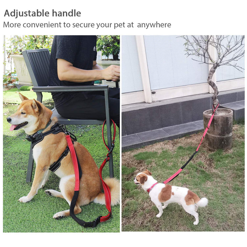[Australia] - FULVARA Hands Free Dog Leashes for Medium and Large Dogs,Heavy Duty,Reflective,No Pull Leashes with Car Seat Belts,Double Padded Handle,6 ft Pets Lead 20mm Black 