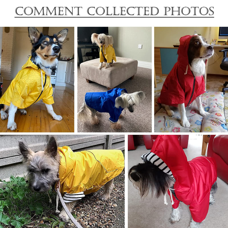 Stylish Premium Dog Raincoats - Dog Wear Yellow Zip Up Dog Raincoat with Reflective Buttons, Pockets, Rain/Water Resistant, Adjustable Drawstring -Red -S S Red - PawsPlanet Australia