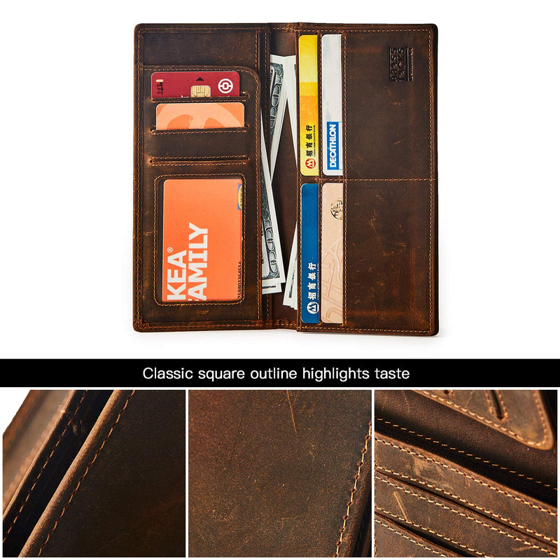 BRASS TACKS Leathercraft Men's Wallet in Portrait Format Slim Bifold Vintage Design Minimal Genuine Leather with Card Slots M Dark Brown - PawsPlanet Australia