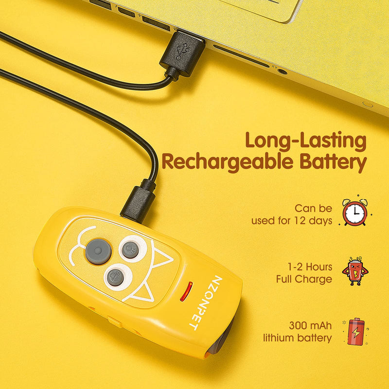 Anti Barking Device, Nzonpet Ultrasonic 3 in 1 Dog Barking Deterrent Devices, 3 Frequency Dog Training and Bark Control Device 16.4Ft Range Bright Yellow Rechargeable with LED Light and Cartoon Prints - PawsPlanet Australia