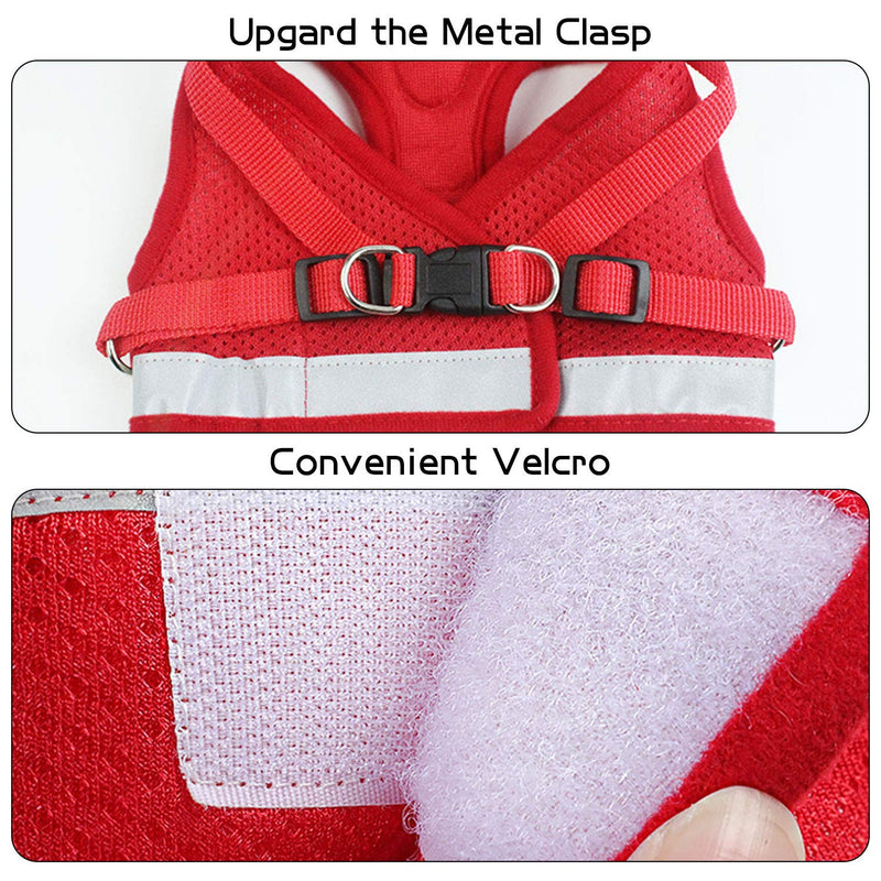 Shinmax Dog Harness Seat Belt Set,Reflective adjustable pet vest strap for small Medium Dogs,Breathable Chest Padded Mesh Adjustable Harnesses XS Red - PawsPlanet Australia