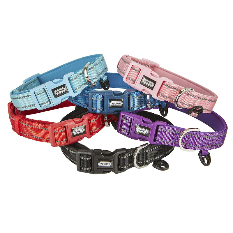 YUDOTE Dog Collar Medium Strong Reflective Nylon Webbing with Soft Comfy Neoprene Padded Linning for Medium Dogs Daily Use,Vibrant Purple M: adjustable 33-48cm; 2.0cm Wide Vibrant Purple - PawsPlanet Australia