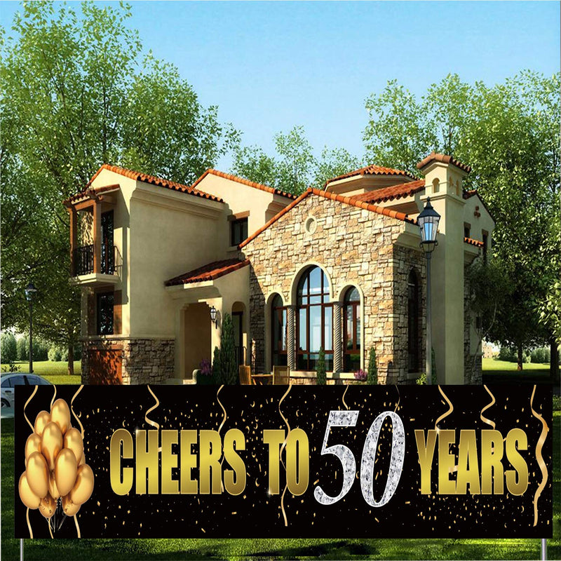 Gyzone Cheers to 50 Years Banner,Large Xmas Sign,Huge Xmas House Home Outdoor Party Decorations for 50 Years (Cheers to 50 Years) - PawsPlanet Australia