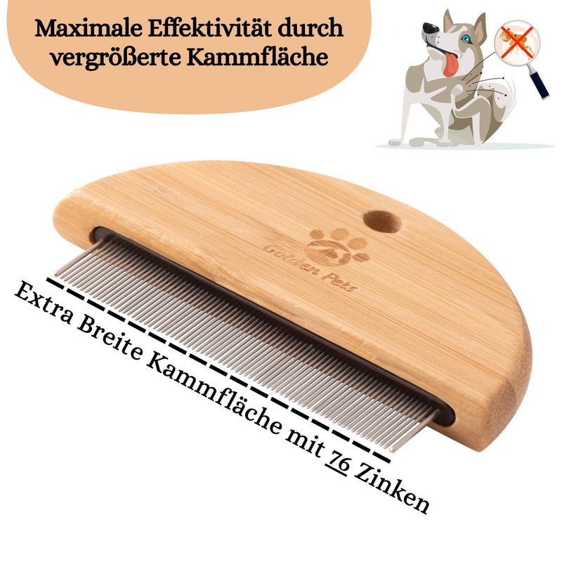 Golden Pets Bamboo Flea Comb I Lice Comb & Nits Comb I Against Fleas, Lice on Dogs & Cats I Ideal after Flea Shampoo I + Free Care Manual - PawsPlanet Australia
