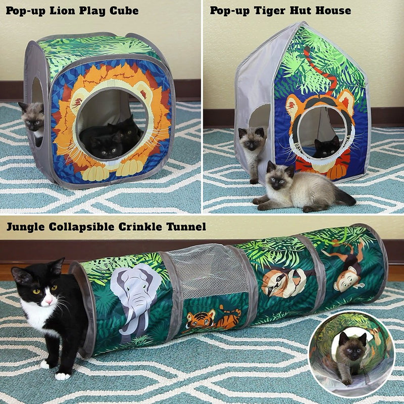 [Australia] - Kitty City Jungle Cat Cube Combo, Collapsible Cat Cube, Cat Bed, Tunnel, Cat Toys Jungle Combo 