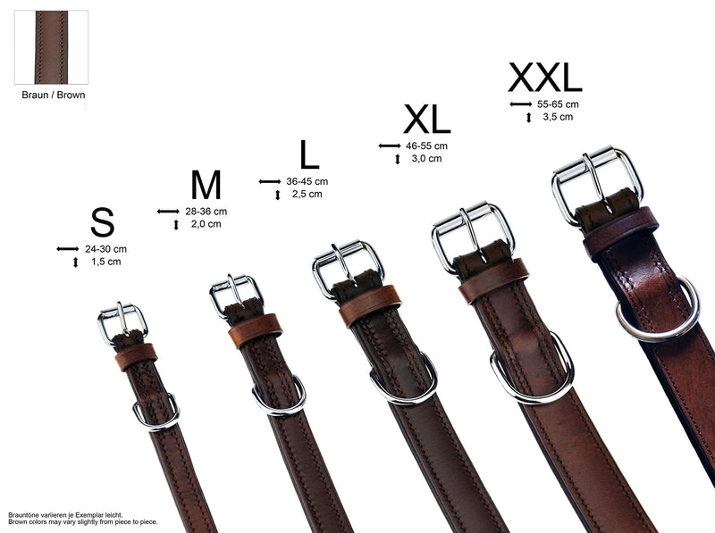 Schnüffelfreunde collar for dogs made of leather, dog collar for large, medium and small dogs, padded leather collar, robust (XL - 46-55cm, brown) XL - 46-55cm - PawsPlanet Australia