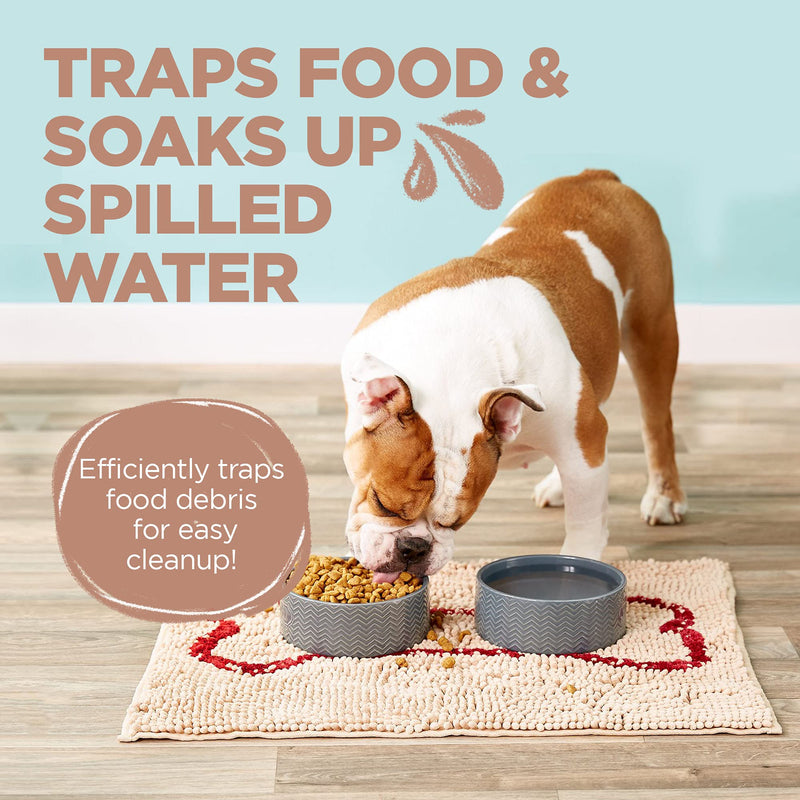 Soggy Doggy Slopmat, Ultra-Absorbent Dog Door Mat for Food and Water, Microfiber Chenille Dog Mat for Muddy Paws and Messy Eaters, Washable Indoor Dog Mats for Sleeping and Eating Beige red bone - PawsPlanet Australia