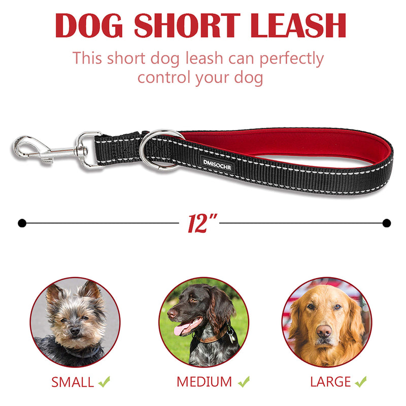 [Australia] - DMISOCHR Short Dog Leash with Comfortable Handle, Reflective Soft Nylon Heavy Duty Dog Leash for Training, Walking, 12", 18", 24" Short Lead Dog Leash for Small, Medium, Large Dogs 12" 