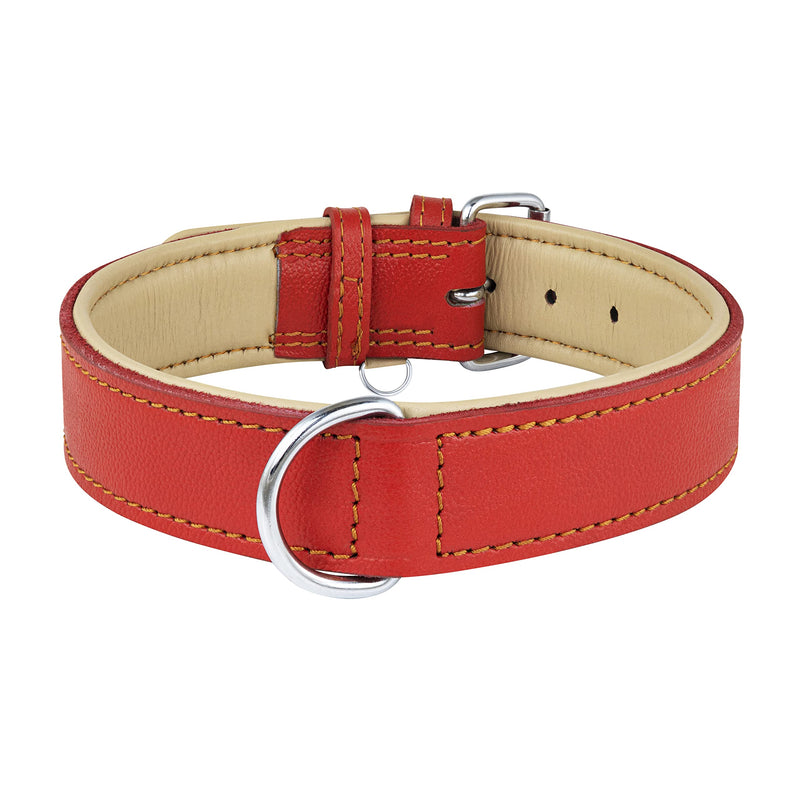 Riparo Genuine Leather Adjustable K-9 Dog Collar with Additional Reinforcement (XXL: 5CM Wide for 60.9CM - 73.7CM Neck, Red) XXL - PawsPlanet Australia