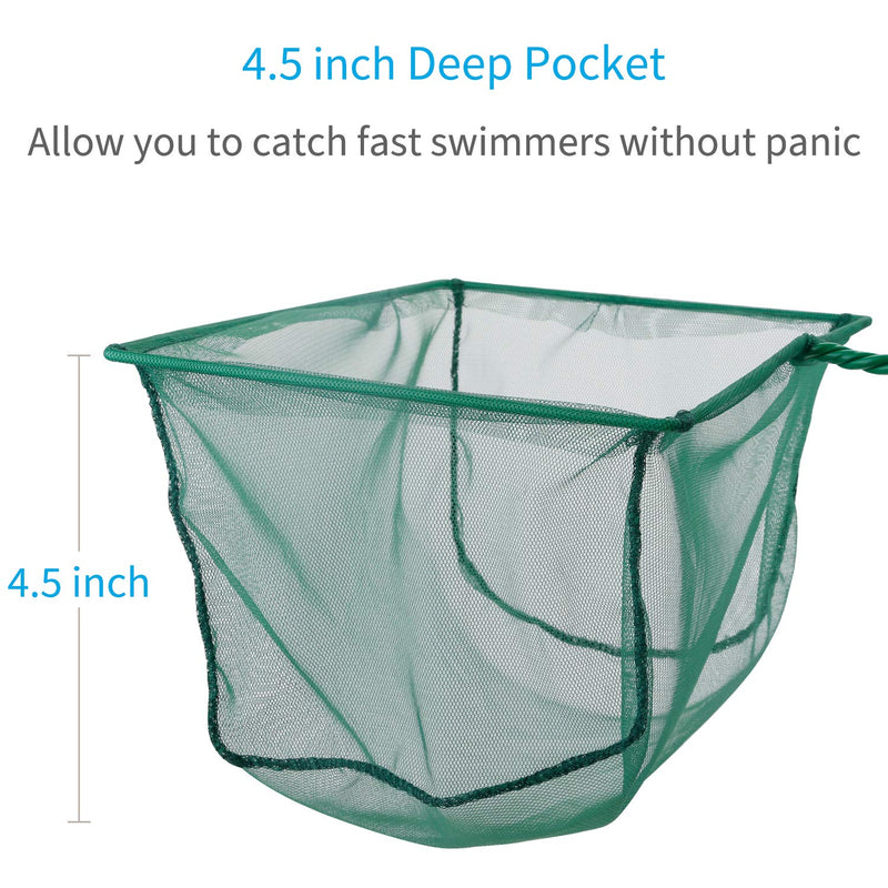 [Australia] - Pawfly 8 Inch Aquarium Fish Net Fine Mesh Fish Catch Nets with 10.5 inch Plastic Handle - Green 