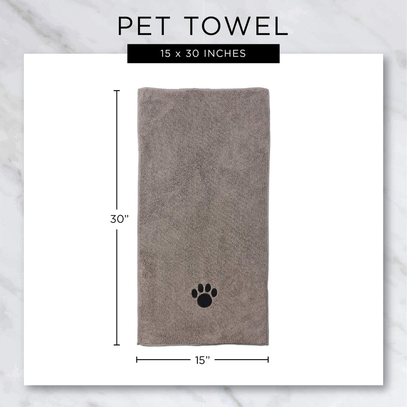 Bone Dry Pet Drying Collection Embroidered Terry Microfiber Towel Aqua Pet Towel Small Set, 15x30" - PawsPlanet Australia