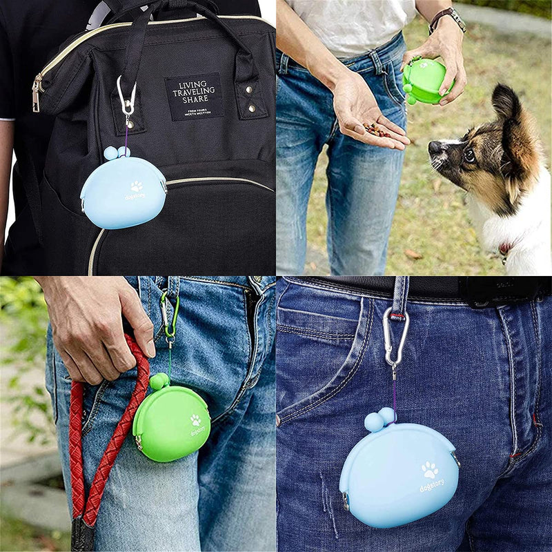 Tianher Dog Cat Treat Pouch, 3 Pcs Silicone Cat Dog Training Bag Portable Pet Food Container Treat Bags Storage Pouch with Hook for Dog Travel and Training - PawsPlanet Australia