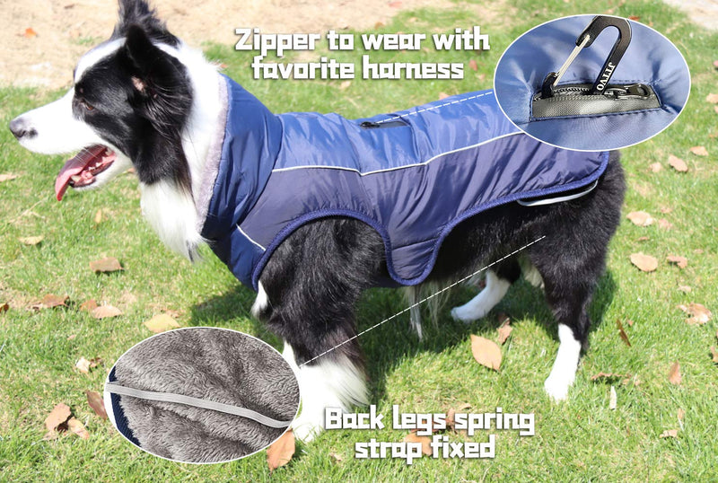[Australia] - Easiestsuck Warm Dog Jacket, Dog Apparel with Plus Fleece Neckline,Windproof Water Repellent Cozy Cold Weather Dog Coat Lining Winter Dog Thick Vest for Outdoor Small Medium Large Dogs XS(Chest:13.7-14.9", Body: 10.2") Navy 