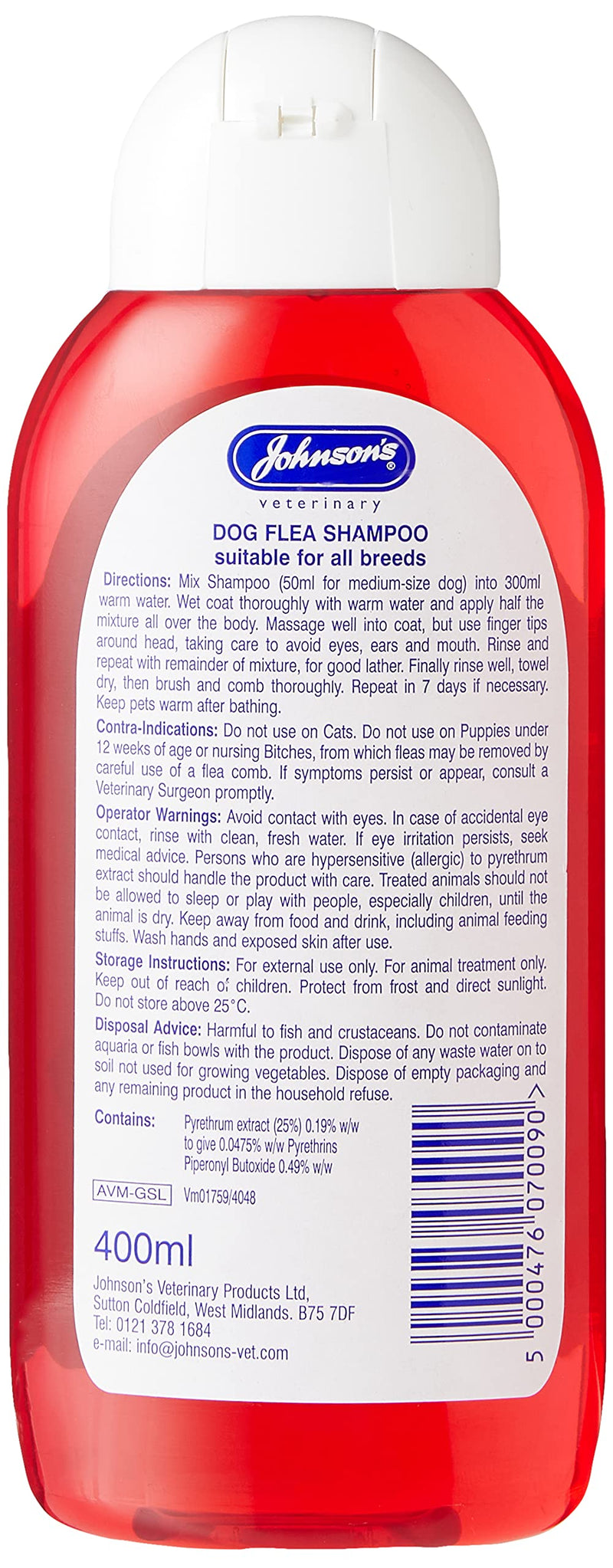 Johnsons Dog Flea Shampoo 400 ml - PawsPlanet Australia
