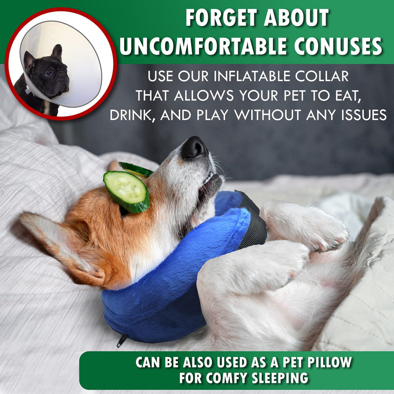 Soft Dog Cone Collar for Large XL Medium Small Dogs for After Surgery - Inflatable Cat Cone Collar - Inflatable Dog Neck Donut Collar - Elizabethan Collar for Dogs Recovery - Dog Cones Alternative - PawsPlanet Australia