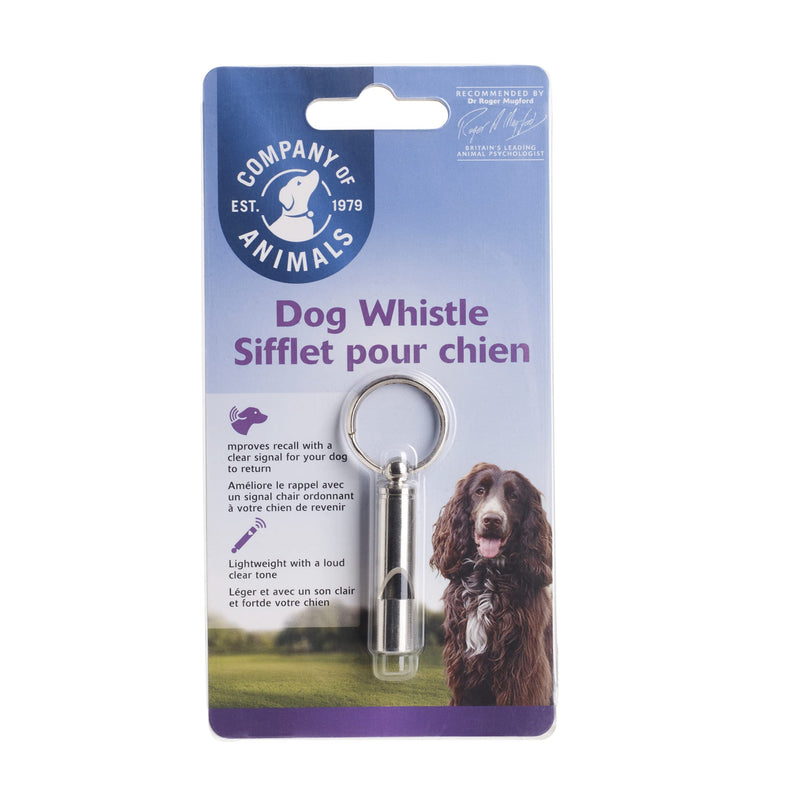 The Company of Animals Dog Whistle, Lightweight, Clear Sound, Recall Training, Puppy & Dog Training 1 Silver - PawsPlanet Australia