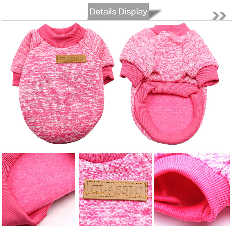 [Australia] - SATINIOR 2 Pieces Pet Clothing Winter Puppy Classic Warm Coat Winter Puppy Sweater Puppy Knitwear Clothes (S, Rosy Red, Pink) 