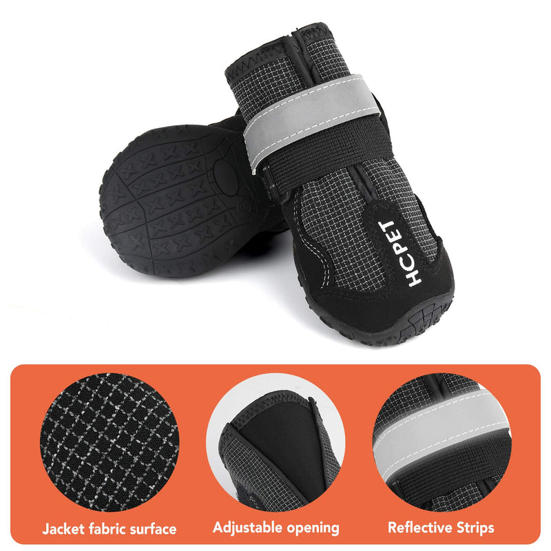 [Australia] - Ufanore Dog Boots, Outdoor Waterproof Dog Shoes with Reflective and Adjustable Velcro Rugged Anti-Slip Sole for Small to Large Dogs 4 Pcs 2#: 2.36''x1.57''(L*W) Black 