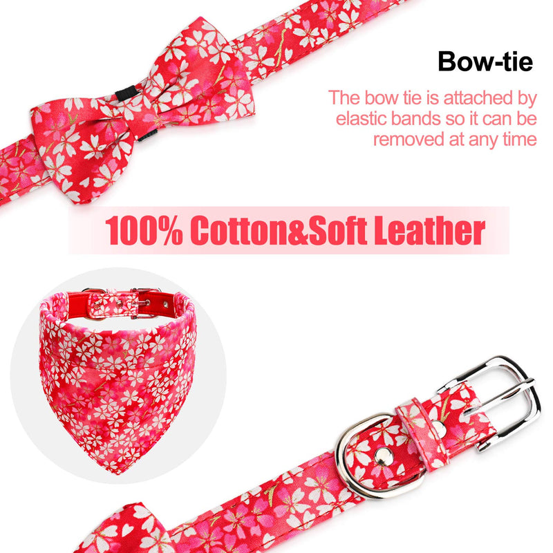 [Australia] - Vaburs Dog Bandana Collar and Dog Bowtie Collar, Adjustable Dog Collar with Bandana and Bowtie for Small Medium Large Dogs Detachable x-small red 