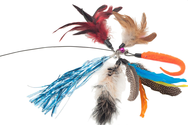 [Australia] - Fashion's Talk Kitten Feather Wire Wands Worm Teaser Wand Cat Toy with Replacement Pack 2 Wands with Feather Replacement Pack 