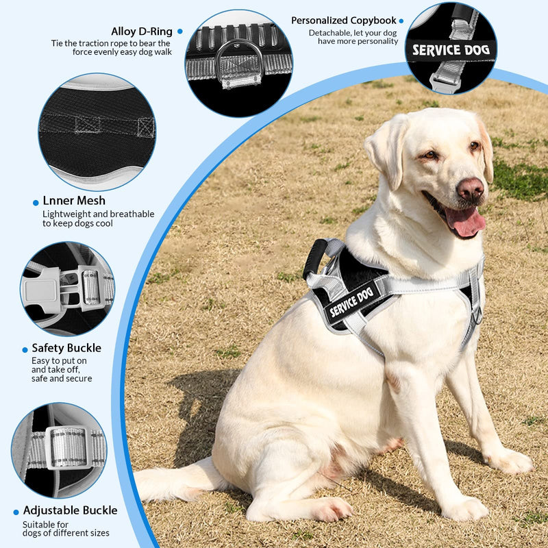Unipampa Dog Harness Large Dogs, No Pull Harness Dog, Vest Harness, Air Mesh Dog Chest Harness, Reflective Dog Harness, with Dog Leash, Control Handle, ID Tag, for Walking, Running M - PawsPlanet Australia