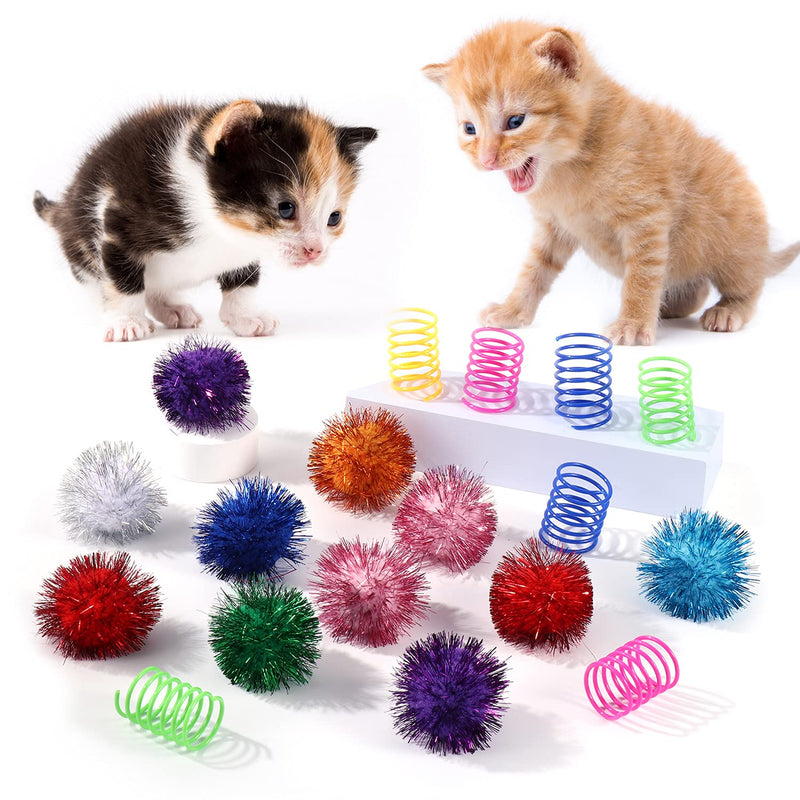 62pcs Cat Toys with Variety Bundle Set Include 50Pcs Funny Cat Scratch Ball Toy, Kitty Toys Sparkle Balls and 12pcs Plastic Cat Springs Tube Toys for Small and Medium Cats - PawsPlanet Australia