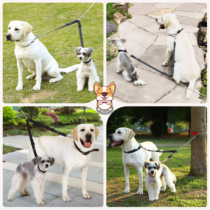 HAPPY HACHI Adjustable Double Dog Leash Coupler No Tangle Nylon Twin 2 Pet Trainer Leash Splitter S 33-50cm Black - PawsPlanet Australia