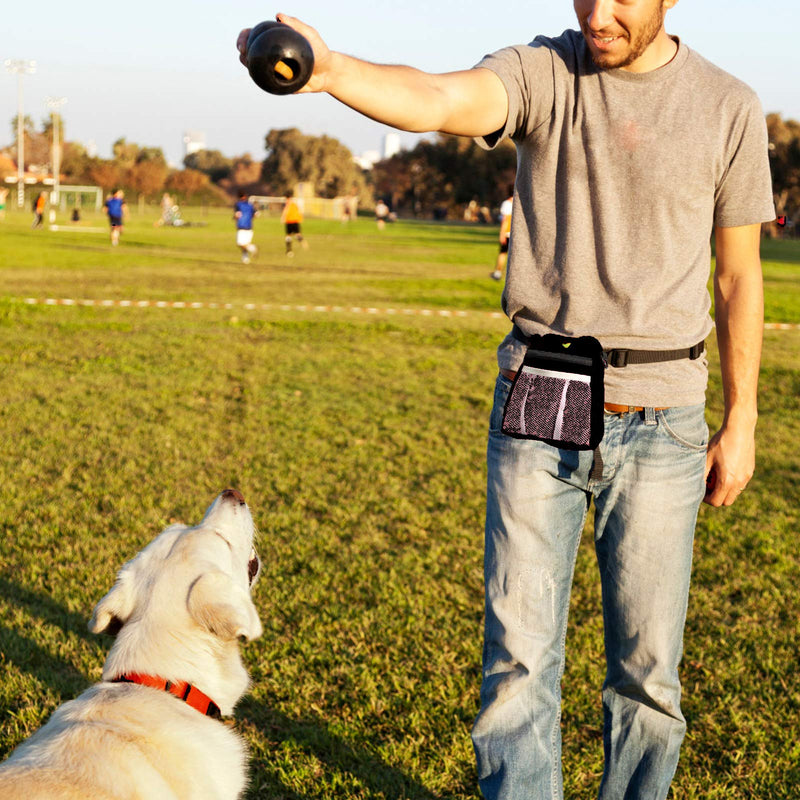 Tuuzeo Dog Treat Pouch, Dog Treat Bag for Training Poop Bag Holder with Metal Clip, Waist Belt, Shoulder Strap,Easy to Carries Snacks,Pet Toys Black - PawsPlanet Australia