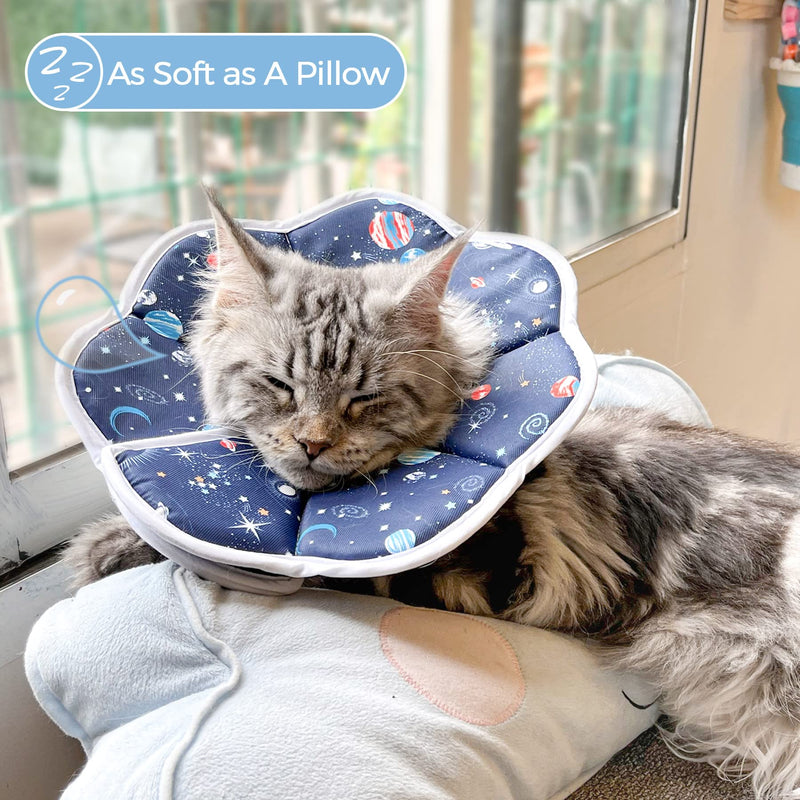 ComSaf Soft Cat Recovery Collar, Protective Adjustable Pet Cone Collar for After Surgery, Comfortable Lightweight Elizabethan Collar for Cat Kitten Prevent from Licking Wounds, Not Block Vision M (Neck:9-11 in) - PawsPlanet Australia