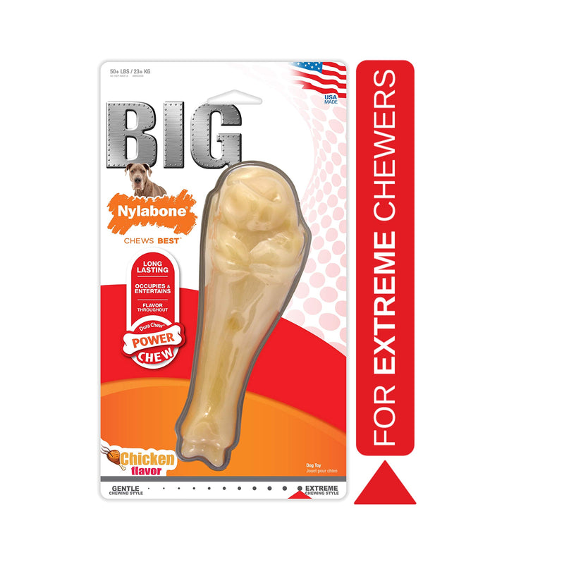 Nylabone Extreme Tough Dog Chew Toy Big Turkey Leg Bone, Cleans Teeth, Chicken Flavour, XXL, for Dogs Over 23 kg - PawsPlanet Australia