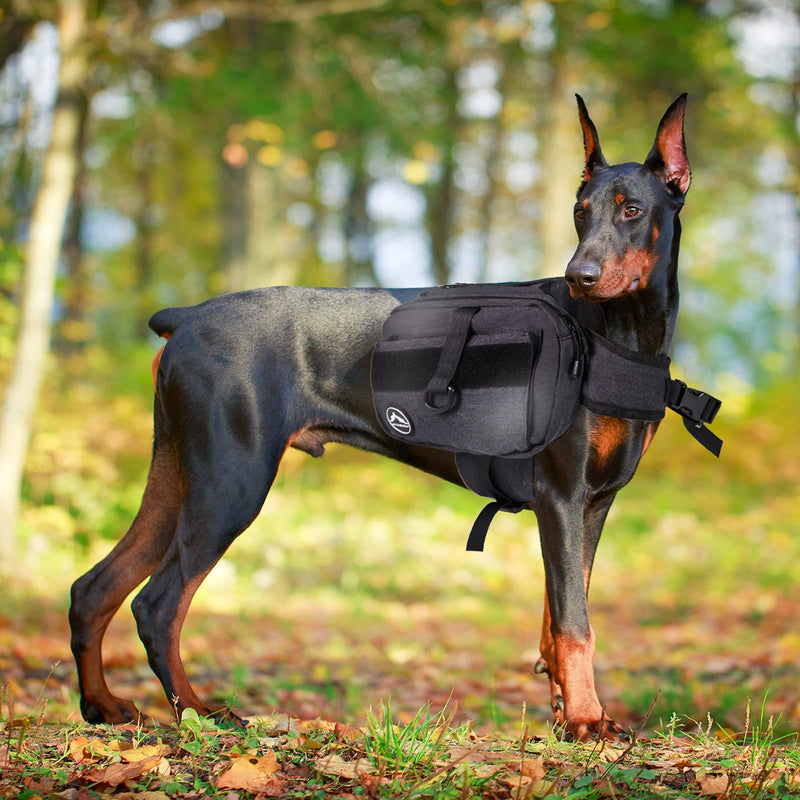 Himal Outdoors Dog Backpack, Dog Hiking Backpack, Hound Saddle Bag for Medium & Large Dog with Side Pockets & Adjustable Strap Black - PawsPlanet Australia