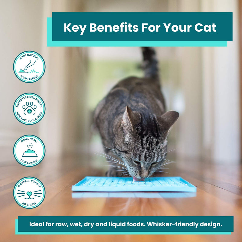 Lickimat Classic Cat Slow Feeders Lick Mat, Boredom Anxiety Reducer; Perfect for Food, Treats, Yogurt, or Peanut Butter. Fun Alternative to a Slow Feed Cat Bowl or Dish! Green Buddy - PawsPlanet Australia